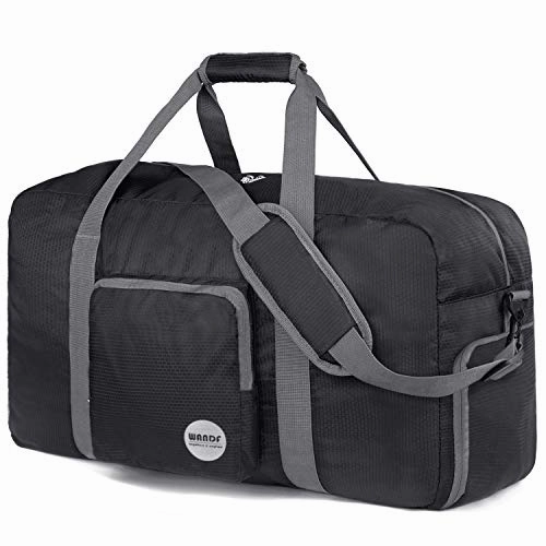 Flash Discount Today 28" Foldable Duffle Bag 120L For Travel Gym Sports Lightweight Luggage Duffel By Wandf (28 Inches (80 Liter), Black 28'')
