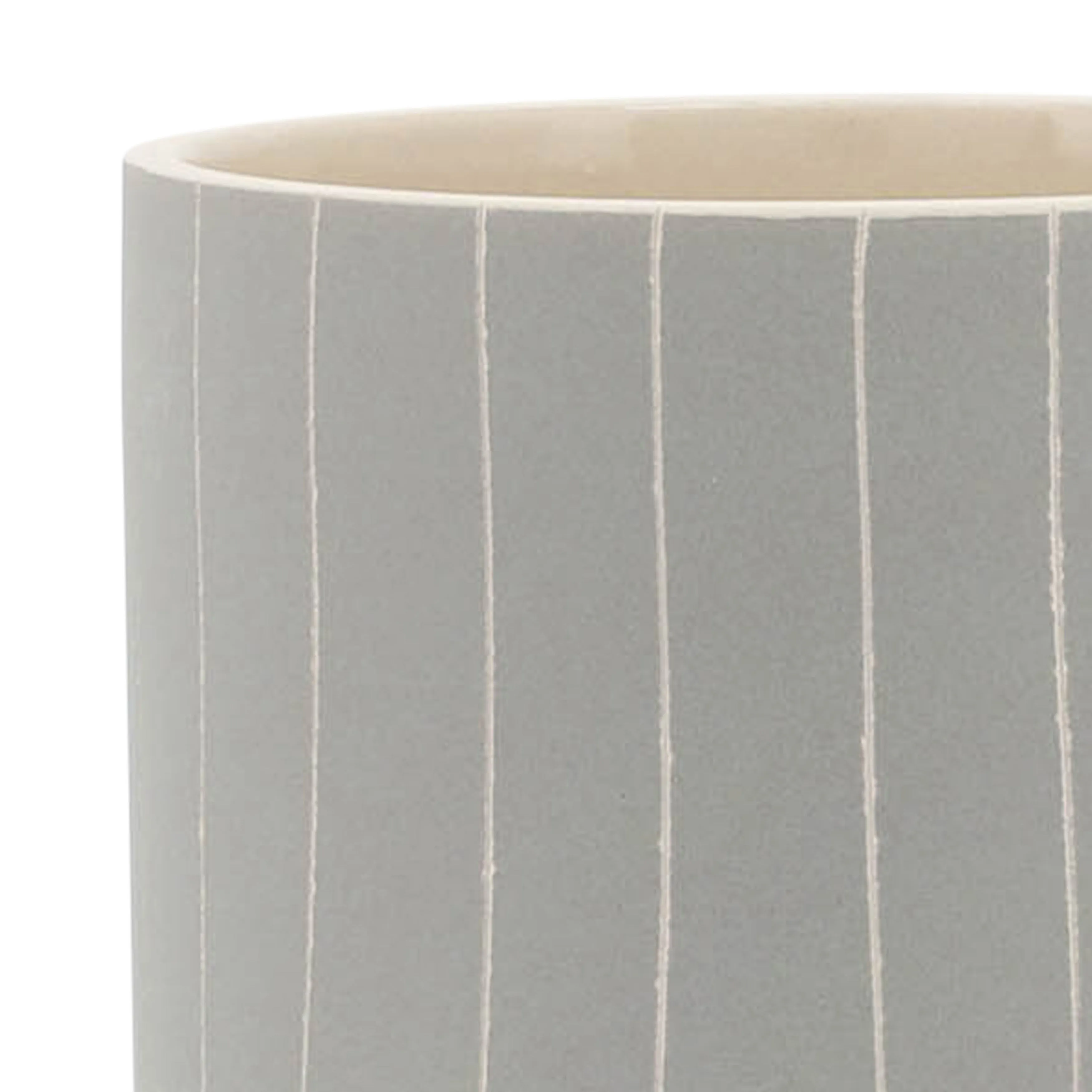 5" STRIPES PLANTER W/ STAND, TAN
