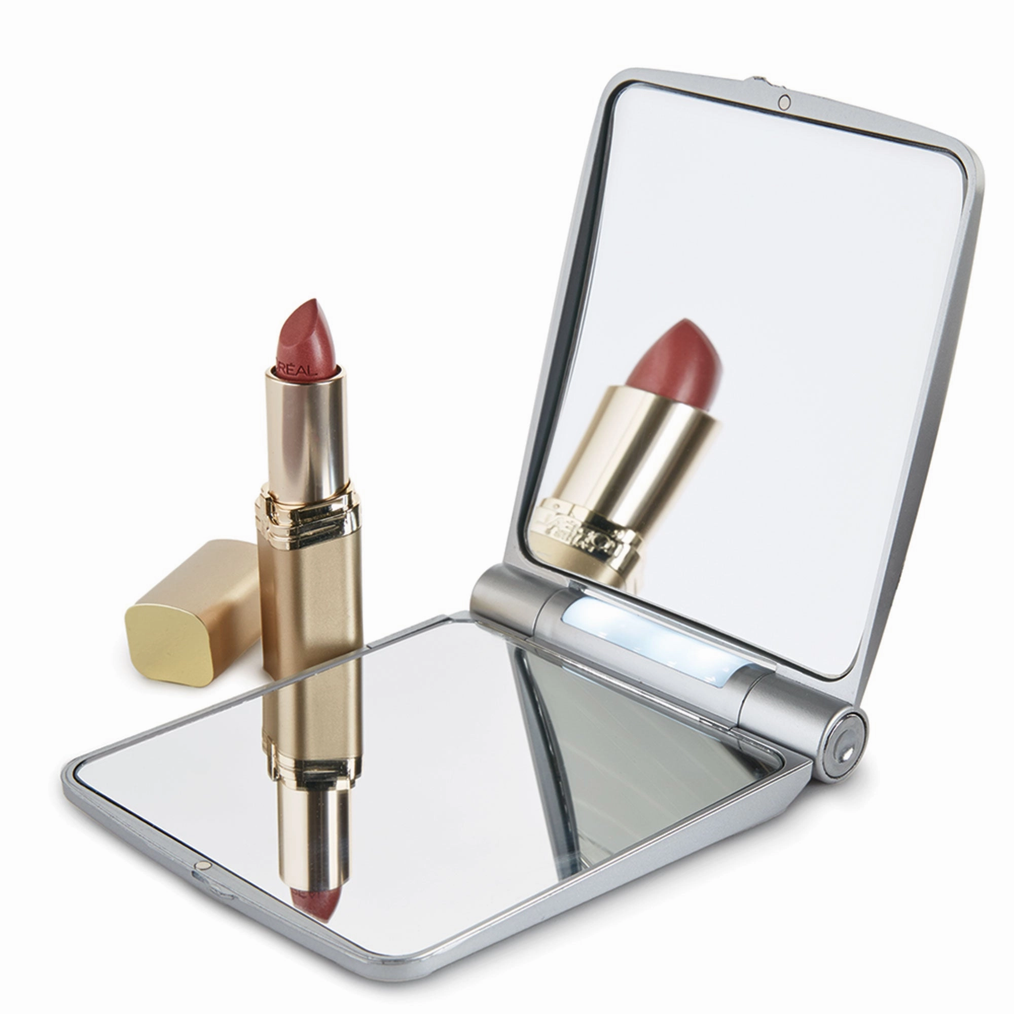 Dont Miss Out 7X Magnification Lighted Folding Travel Mirror
