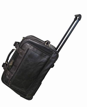 Amerileather Etta Leather Wheeled Duffel (Vintage Dark Brown) Mega Online Discount Hot Pick Online
