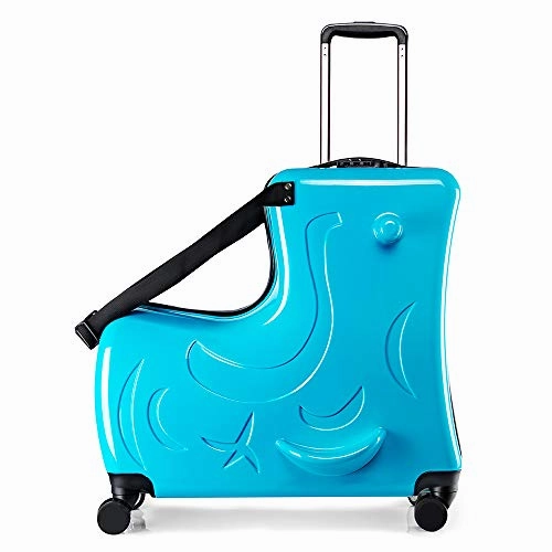 Hot Sale Frenzy Ao Wei La Ow Duffel Bag For Kids Ride-On Suitcase Carry-On Luggage With Wheels Fits To Kids Aged 6-12 Years Old (Blue, 24 Inch).