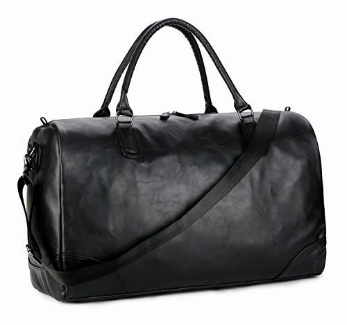 Baosha Hb-06 Pu Leather Travel Tote Bag Weekender Duffel Overnight Bag Carry On Bag (Black) Today Only Special