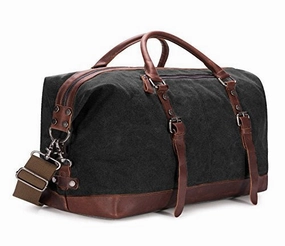 Baosha Oversized Canvas Pu Leather Travel Tote Duffel Bag Weekender Overnight Bag (Black) Flash Offer Today Limited Edition Offer