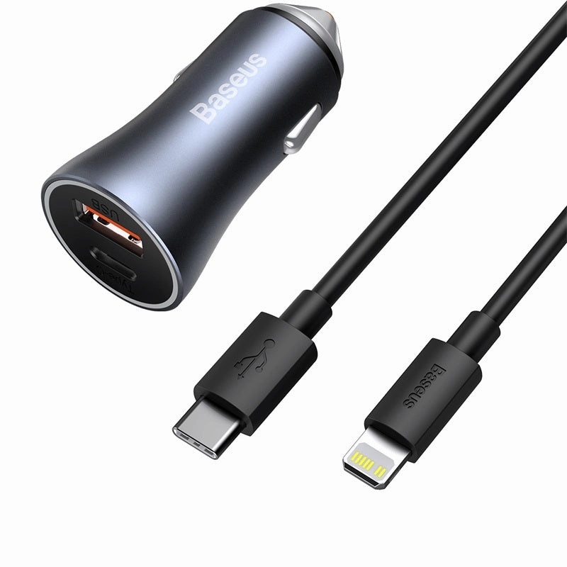 Baseus Golden Contactor Pro Fast Car Charger Usb Type C / Usb 40 W Power Delivery 3.0 Quick Charge 4  Scp Fcp Afc   Usb Cable - Usb Type C Grey (Tzccjd-0G) Shop Save Big Todays Steal