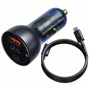 Baseus Usb / Usb Type C Car Charger 65 W 5 A Scp Quick Charge 4.0  Power Delivery 3.0 Lcd Screen   Usb Type C - Usb Type C Cable Grey (Tzcckx-0G) Hot Sale Today