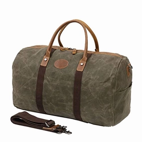 Trending Today Steal Berchirly Waterproof Oversized Canvas Genuine Leather Trim Travel Totes Duffel Shoulder Handbag