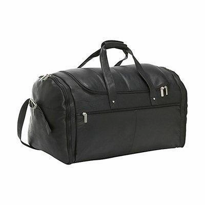 20" Leather Travel Duffel Color: Black Instant Discount