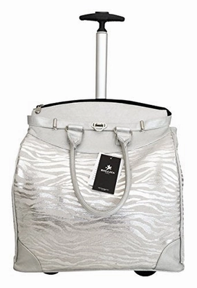 Weekend Flash Offer Flash Offer Today 19" Computer/Laptop Bag Tote Duffel Rolling Wheel Padded Case Silver Zebra