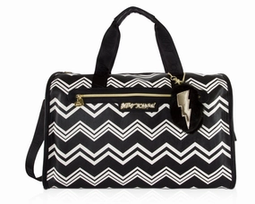 Trending Savings Now Betsey Johnson Chevron Carry On Weekender Travel Duffel Bag - Black White