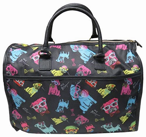 Betsey Johnson Large Nylon Weekender Duffel Bag, Black/Multi Steal Todays Offer Grab It Fast