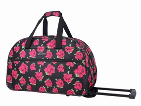 Betsey Johnson Luggage Designer Pattern Suitcase Wheeled Duffel Carry On Bag (Paris Love) (One Size, Covered Roses) Big Sale Today
