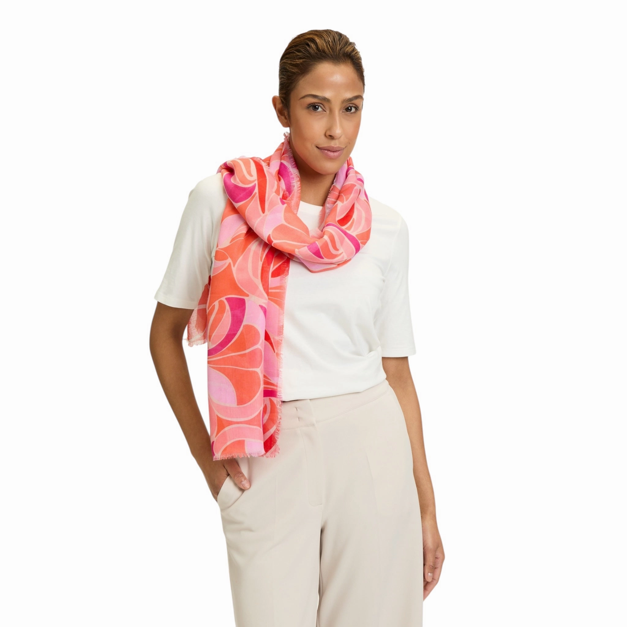 Exclusive Online Deal Betty Barclay Pink And Red Printed Scarf