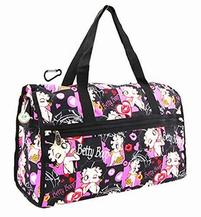 Betty Boop Large Duffel Bag, Durable Microfiber (Black W/O Hook) Hot Savings Alert Big Sale Today