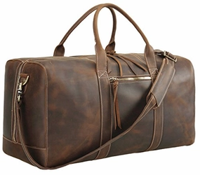 Best Price Online Polare Mens Genuine Leather Duffel Bag Overnight Travel Duffle Weekender Bag 23.2''
