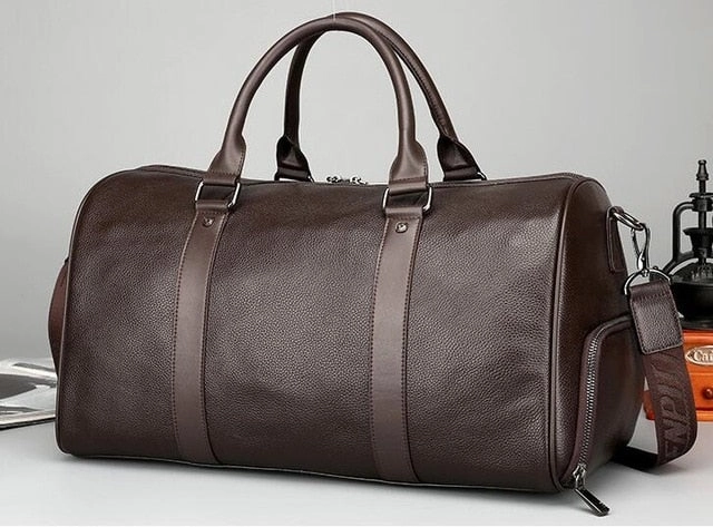 Men'S Travel Bag Casual Genuine Leather Luggage Carry On Leather Duffel Shoulder Bags Weekend Bag Dont Miss Hot Deals