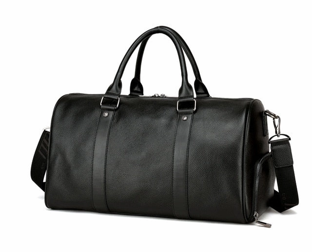 Men'S Travel Bag Casual Genuine Leather Luggage Carry On Leather Duffel Shoulder Bags Weekend Bag Grab It Fast
