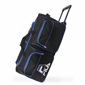 Shop Grab Now Special Deal Frenzy Fila 30" 8-Pocket Rolling Duffel, Black/Blue, One Size