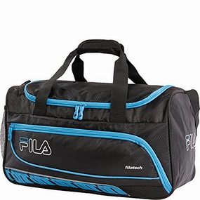 Fila Lasers Small Sports Duffel Bag Gym, Black/Blue One Size MustHave Items