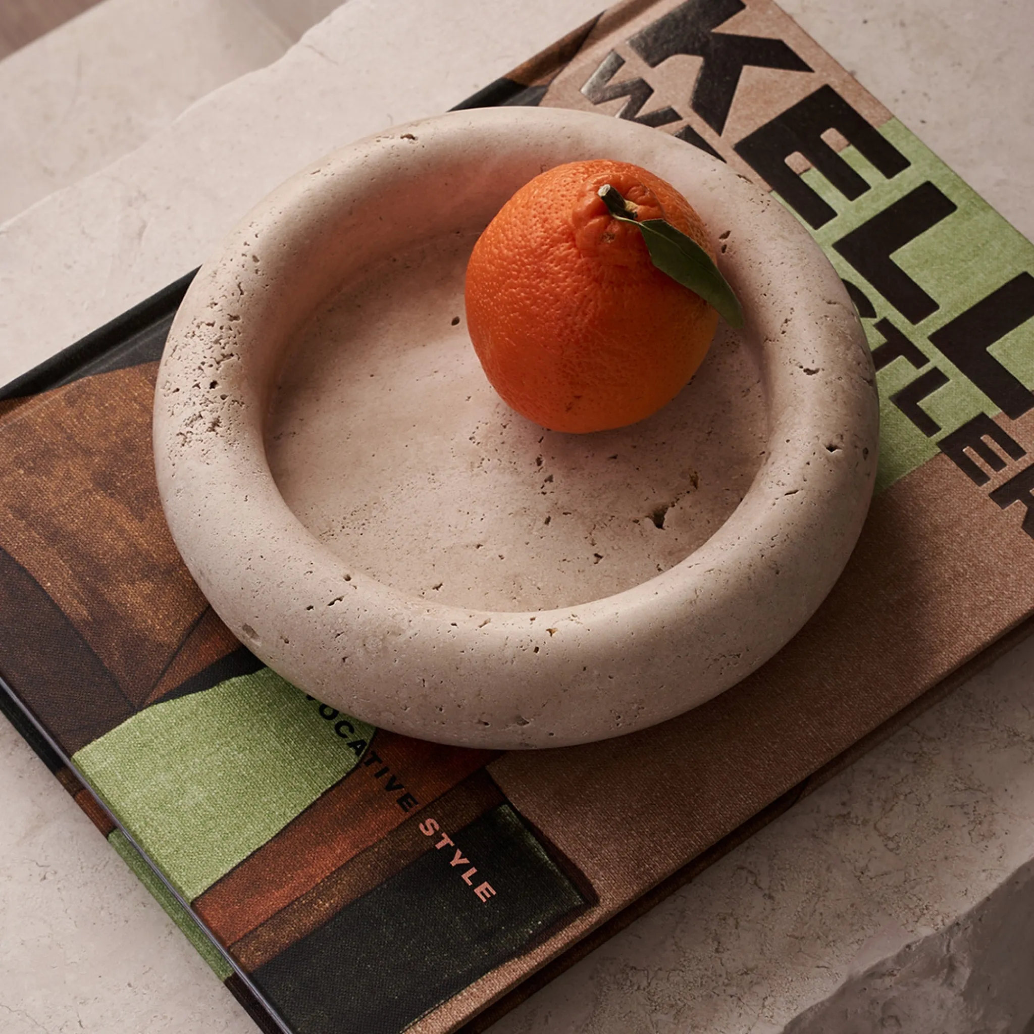 BLACK BLAZE Halo Marble Tray, ?20cm, Travertine