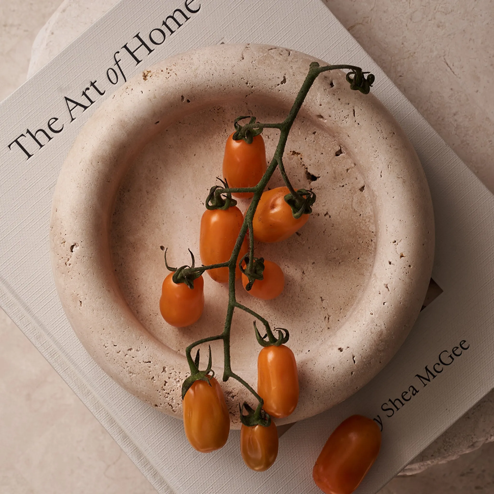 BLACK BLAZE Halo Marble Tray, ?20cm, Travertine