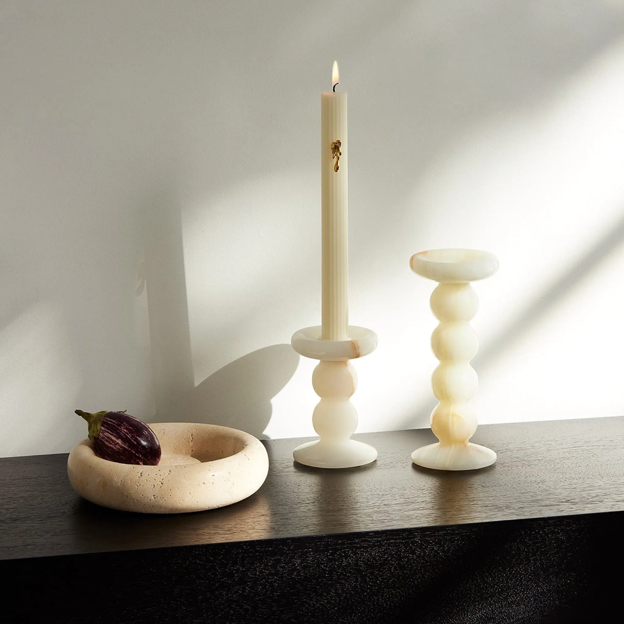 BLACK BLAZE Halo Marble Tray, ?20cm, Travertine