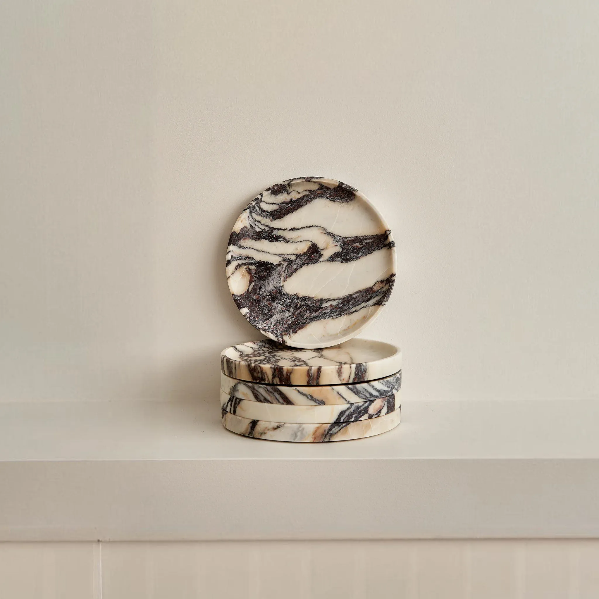BLACK BLAZE Linea Round Marble Tray, D20cm, Calacatta Viola
