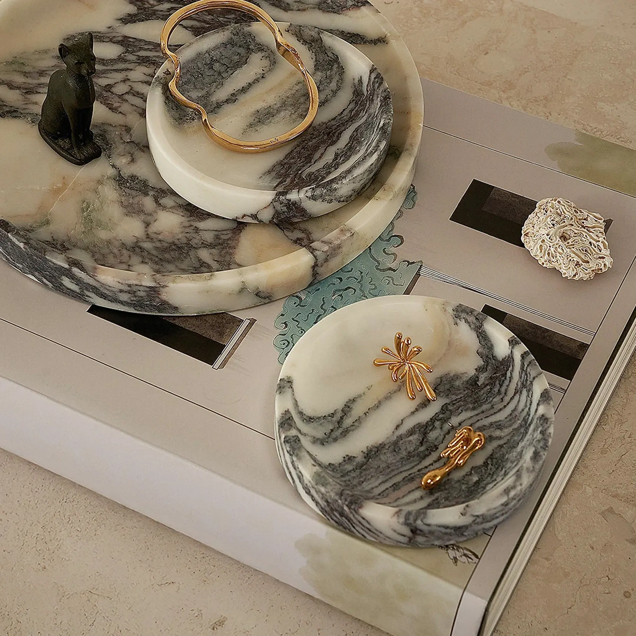BLACK BLAZE Linea Small Marble Dish, D10cm, Calacatta Viola