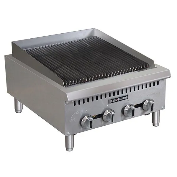 Black Diamond - BDCTC-24, Heavy Duty Gas Charbroiler, 4 Burner, 80K Ng
