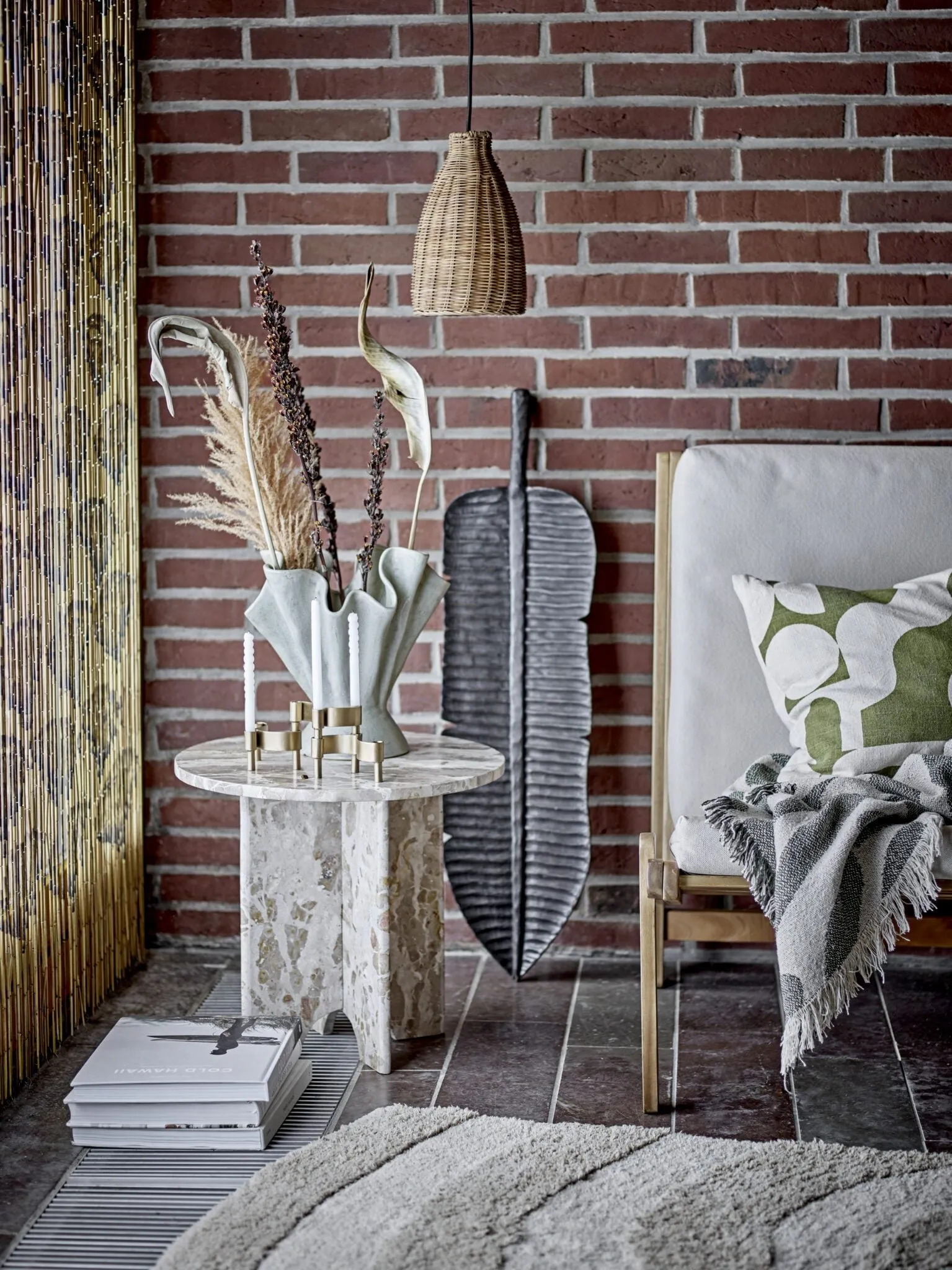 BLOOMINGVILLE Jasmia Marble Side Table, Brown