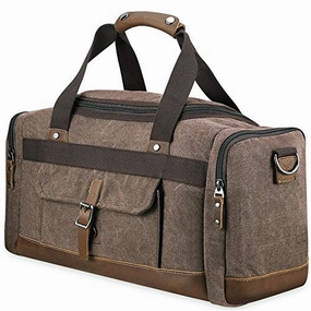 Trending Now Discount Shop Hot Picks Bluboon Overnight Bag Canvas Genuine Leather 18.9"/7.9"/13.0" Vintage Travel Duffel Bags (Big