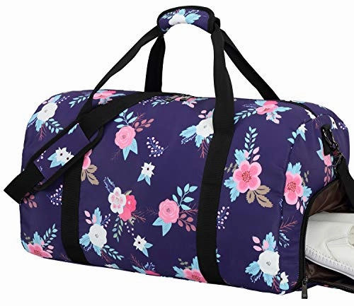 Bluboon Women Overnight Weekender Bag Ladies Gym Duffel Bag Lightweight Luggage Tote (Dark Blue) Daily Hot Deal Grab the Deal Now