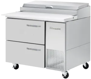 Blue Air - BAPP44-D2-HC, 2 Drawers All Stainless Pizza Prep.Table, 44-1/2" wide, 11.3 cu/ft - (6) 1/3 Pans - By Others, R-290 Refrigerant