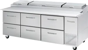 Blue Air - BAPP93-D6-HC, 6 Drawers All Stainless Pizza Prep.Table, 93-3/8" wide, 30.8 cu/ft. - (12) 1/3 Pans - By Others, R-290 Refrigerant