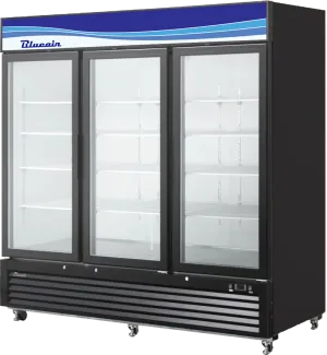 Blue Air - BKGM72B-HC, 72 CuFt. 3 Glass Doors Refrigerator (Swing), R-290 Refrigerant