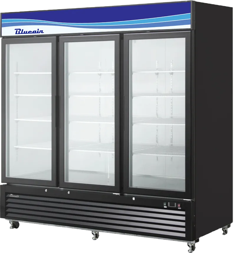 Blue Air - BKGM72B-HC, 72 CuFt. 3 Glass Doors Refrigerator (Swing), R-290 Refrigerant