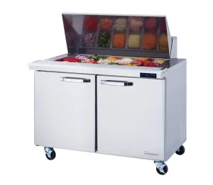 Blue Air - BLMT48-HC, 2 Doors All Stainless Prep. Table with (18) 1/6 Pans - 48" wide, 13 cu/ft., R-290 Refrigerant
