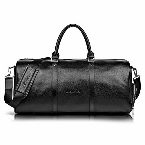 Bostanten Genuine Leather Travel Weekender Overnight Duffel Bag Gym Sports Luggage Bags For Men Trending Offer Today