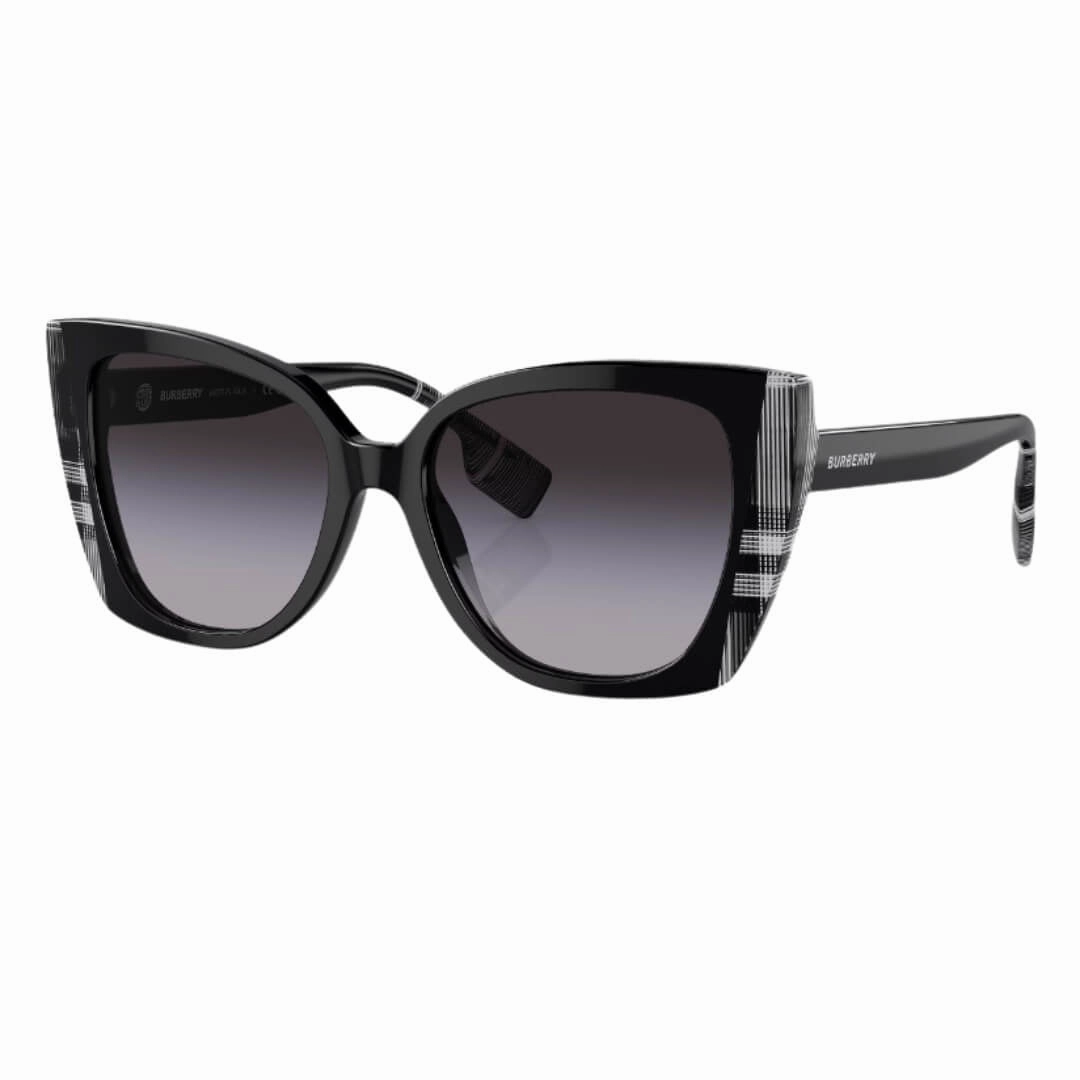Perfect Gift Sale Burberry Meryl Be4393 40518G WomenS Sunglasses - Black/Check Cat Eye, Grey Gradient Lenses