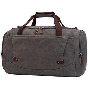 Canvas Duffel Bag, Vintage Canvas Weekender Bag Travel Bag Sports Duffel With Shoulder Strap Gray Price Drop Today Hot Pick of the Day