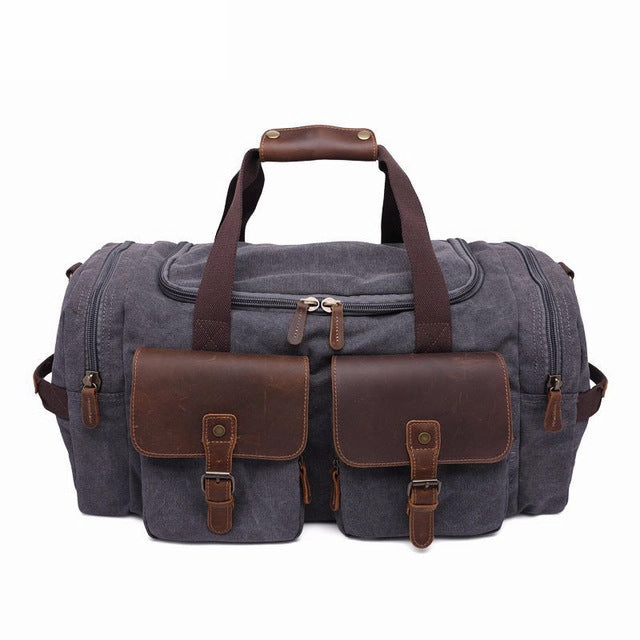 Canvas Leather Men Travel Bags Carry On Luggage Pocket Men Duffel Bags Tote Large Weekend Overnight Instant Savings Deal