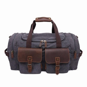 Canvas Leather Men Travel Bags Carry On Luggage Pocket Men Duffel Bags Tote Large Weekend Overnight Instant Savings Deal