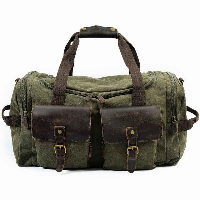 Sweet Deal Today Limited Time Steal Canvas Leather Travel Bag Carry On Luggage Bags Men Military Duffel Bags Travel Tote Large