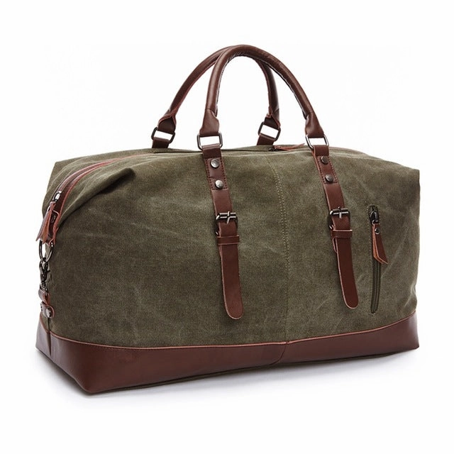 Canvas Travel Bag Men Leather Handbag Male Carry On Luggage Duffel Bags Women Overnight Big Flash Sale Now
