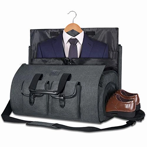 Dont Wait Save Carry-On Garment Bag Large Duffel Bag Suit Travel Bag Weekend Bag Flight Bag With Shoe Pouch For Men Women (Black)
