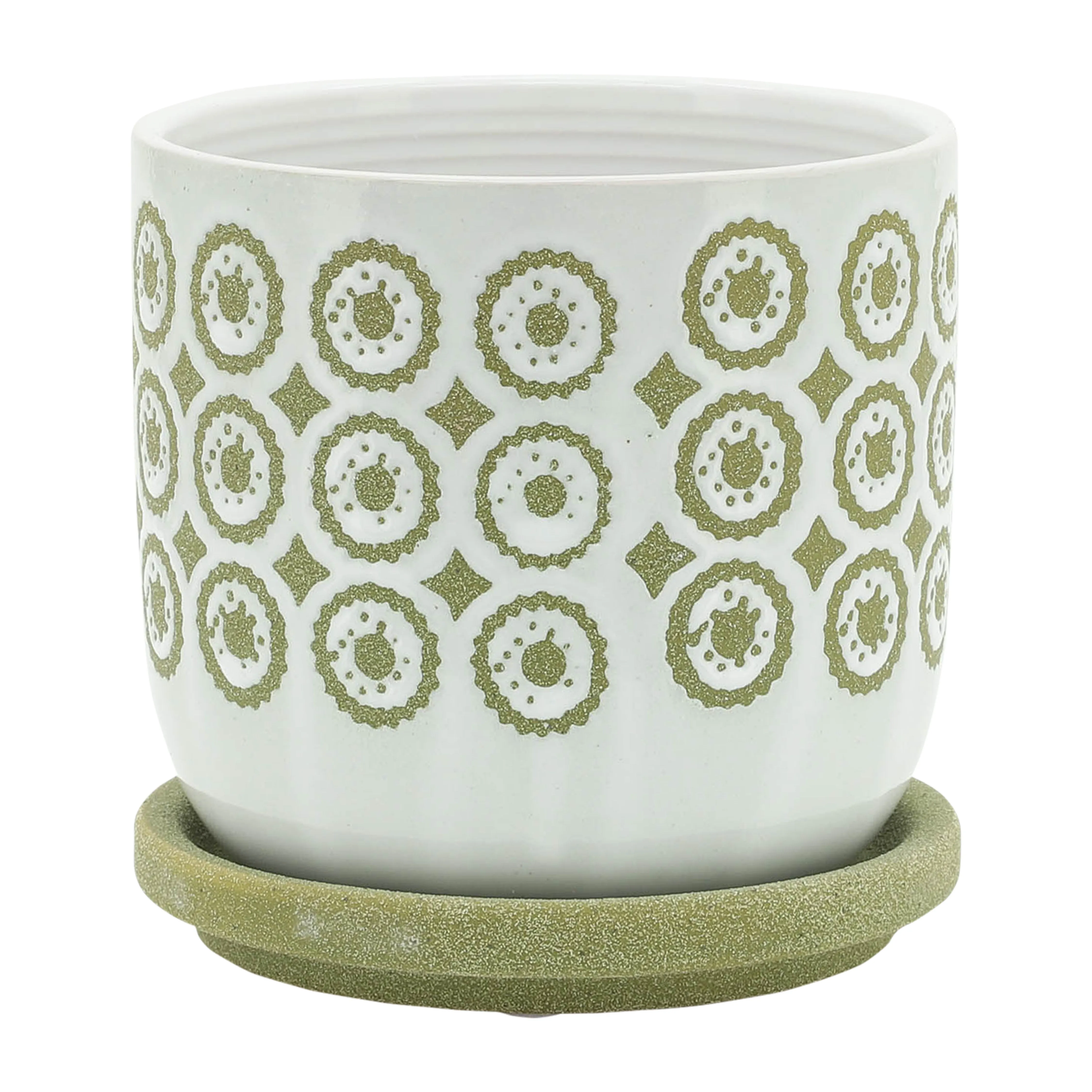 CER, 18"H FLOWER TEMPLE JAR, WHT/BLU