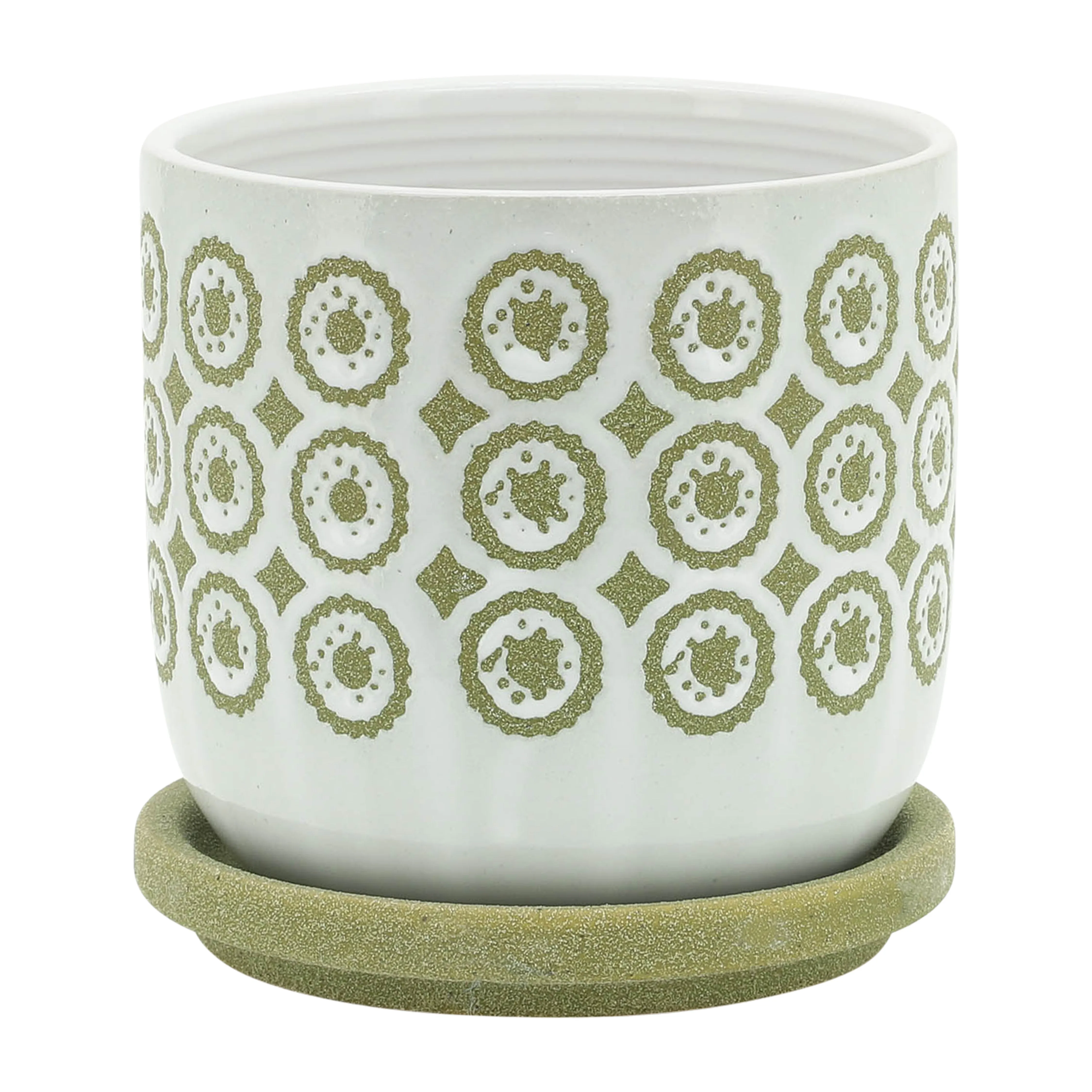 CER, 18"H FLOWER TEMPLE JAR, WHT/BLU