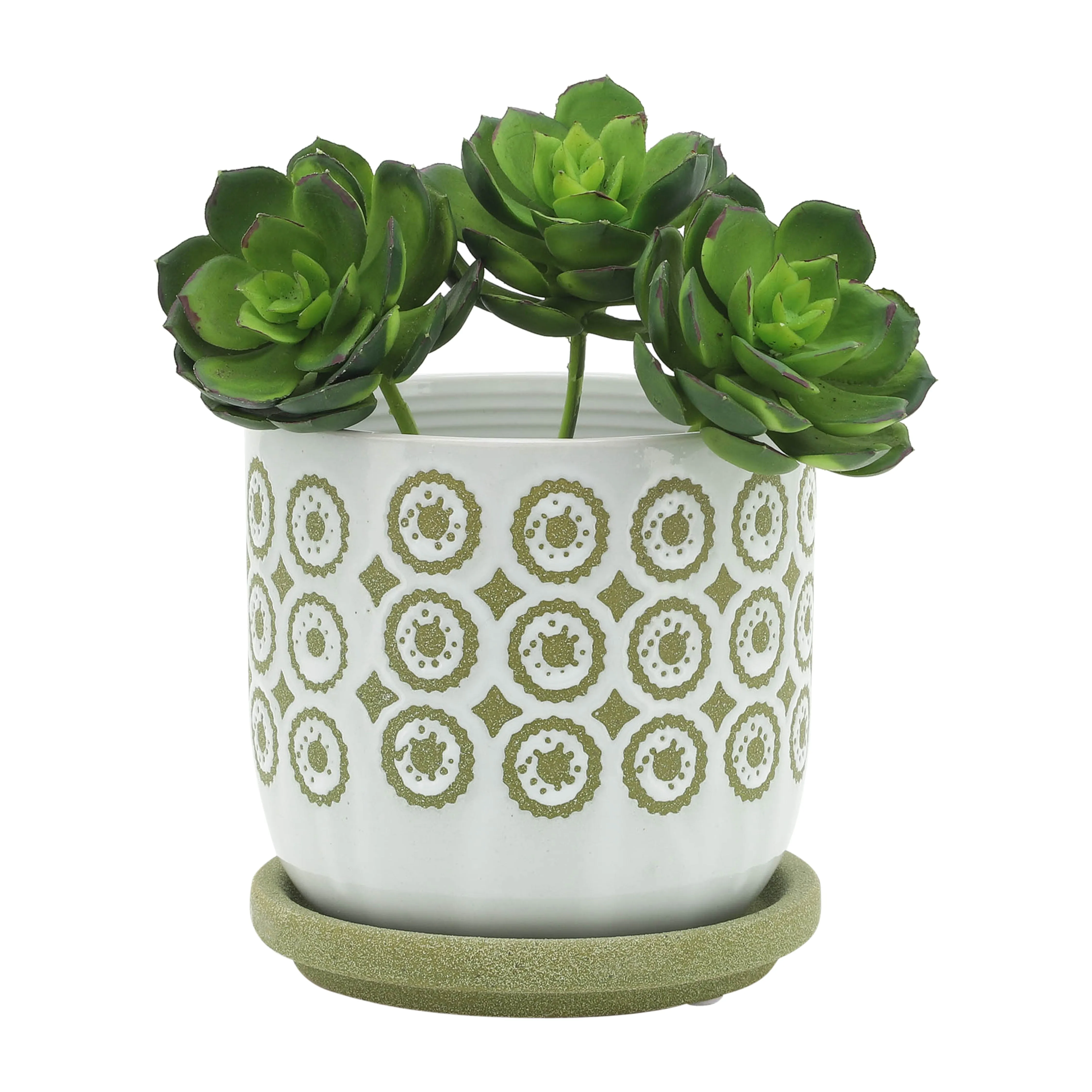 CER, 18"H FLOWER TEMPLE JAR, WHT/BLU