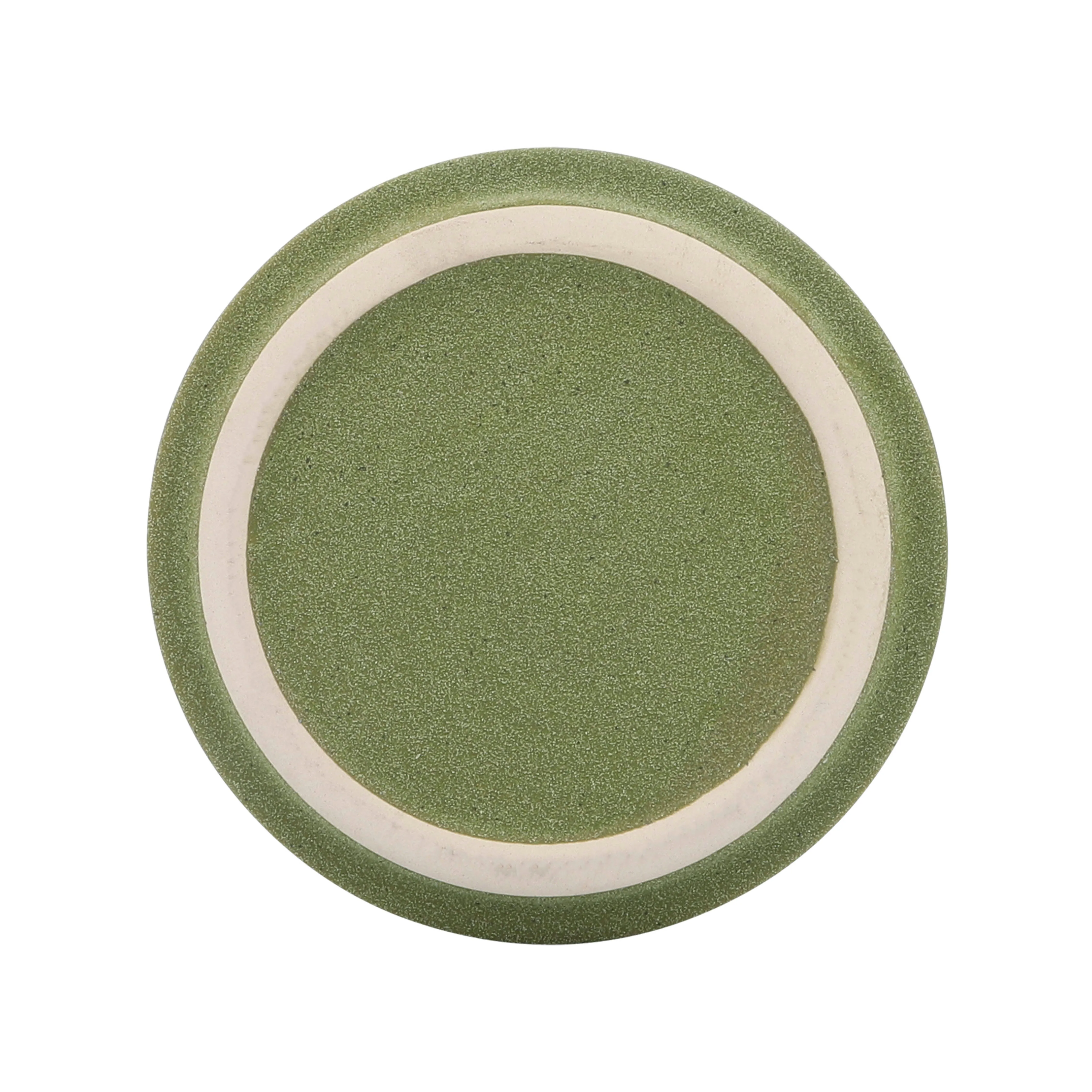 CER, 6" CIRCLES PLANTER W/ SAUCER, OLIVE