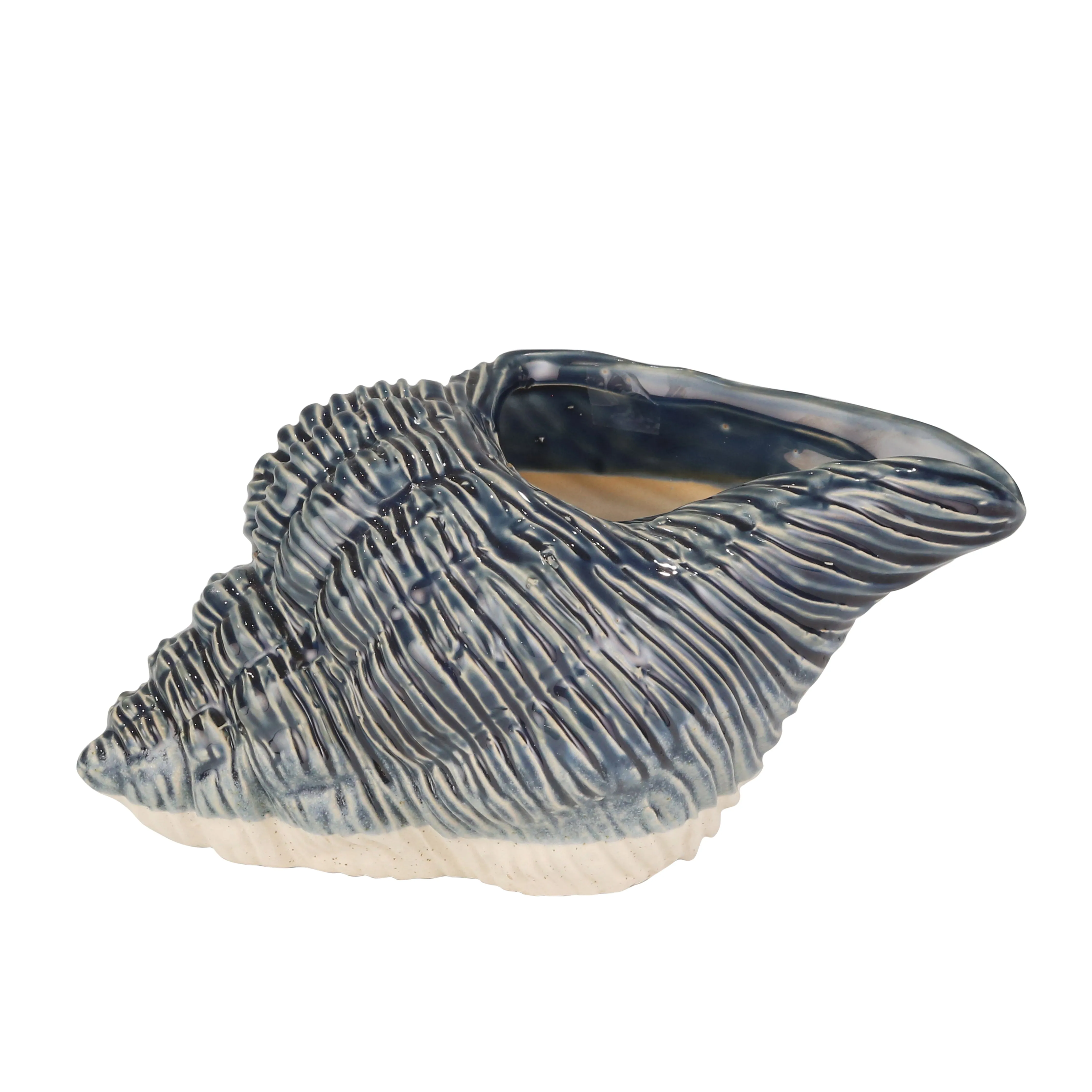 CERAMIC 11" SEASHELL PLANTER,GRAY/BLU