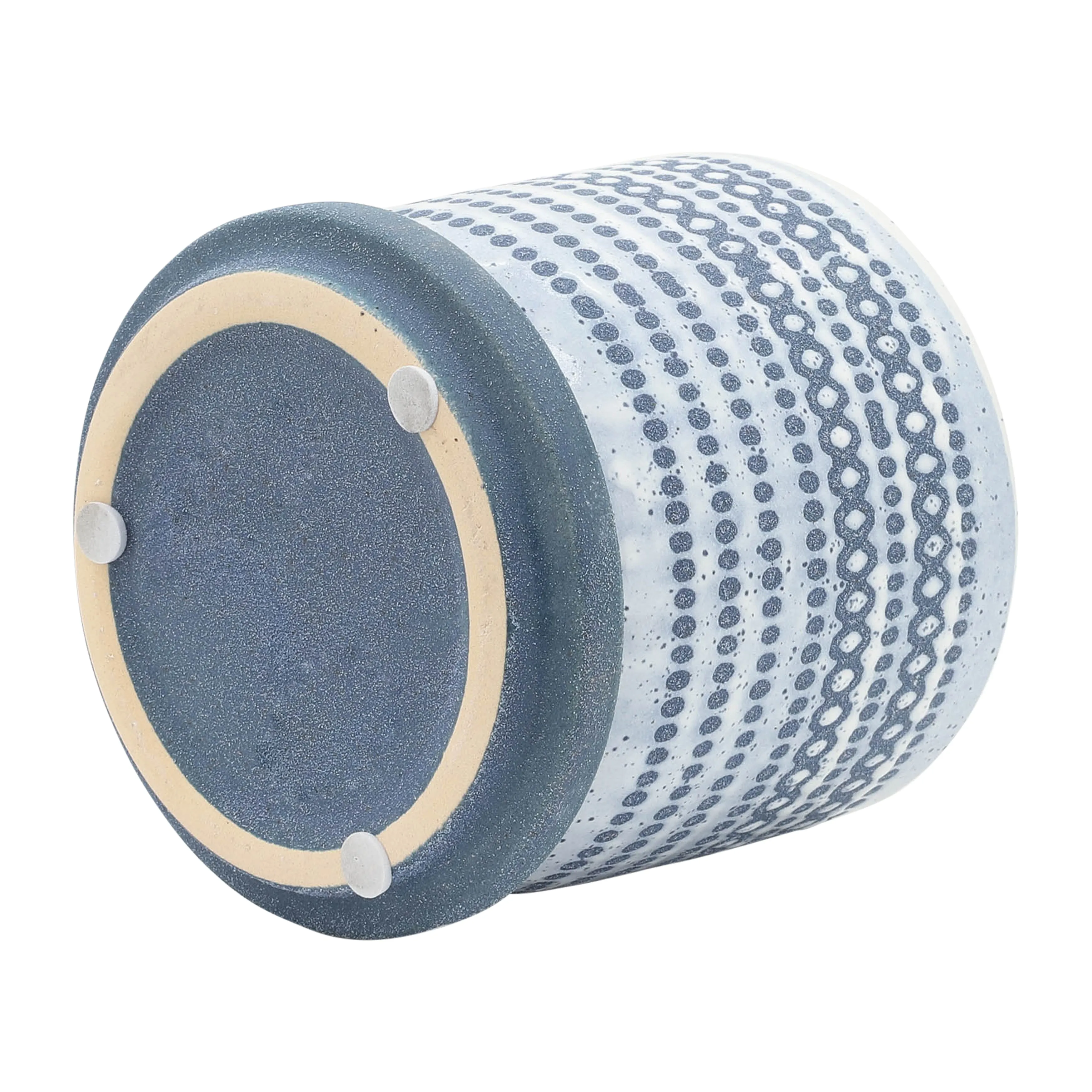 CERAMIC 5" PLANTER W/ SAUCER, BLUE